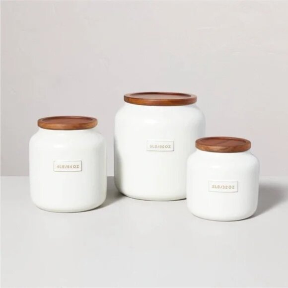 32oz Dry Goods Stoneware Canister with Wood Lid - Hearth & Hand™ with Magnolia - Picture 2 of 2